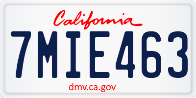 CA license plate 7MIE463