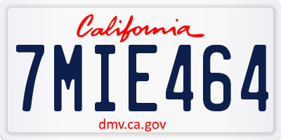 CA license plate 7MIE464