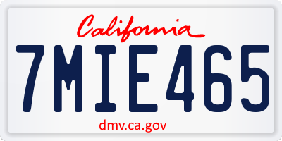 CA license plate 7MIE465