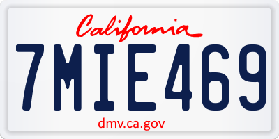 CA license plate 7MIE469