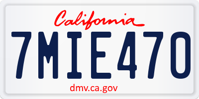 CA license plate 7MIE470