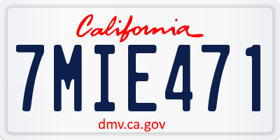 CA license plate 7MIE471