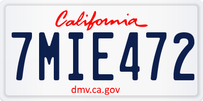 CA license plate 7MIE472