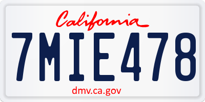 CA license plate 7MIE478