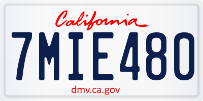 CA license plate 7MIE480