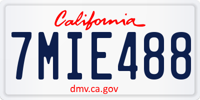 CA license plate 7MIE488
