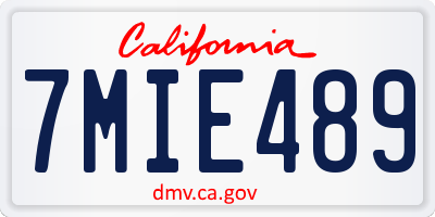 CA license plate 7MIE489