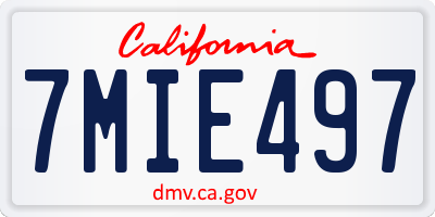 CA license plate 7MIE497