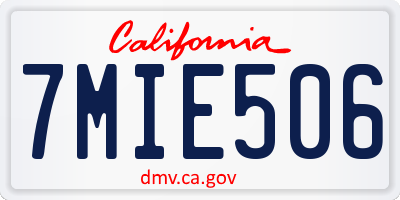 CA license plate 7MIE506