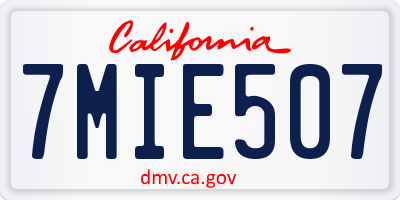 CA license plate 7MIE507