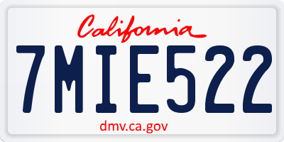 CA license plate 7MIE522