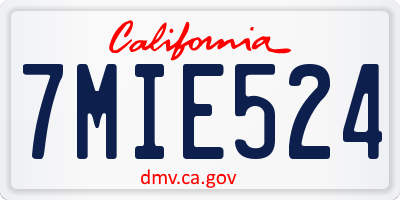 CA license plate 7MIE524