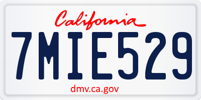 CA license plate 7MIE529