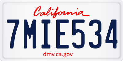 CA license plate 7MIE534