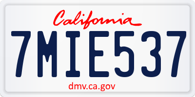 CA license plate 7MIE537