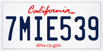 CA license plate 7MIE539