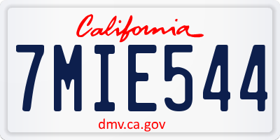 CA license plate 7MIE544