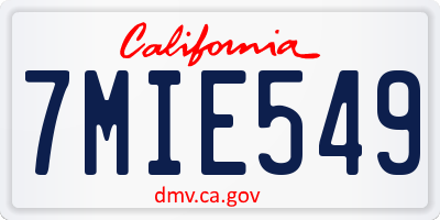 CA license plate 7MIE549
