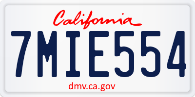 CA license plate 7MIE554