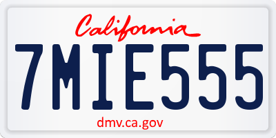 CA license plate 7MIE555