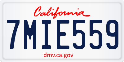 CA license plate 7MIE559