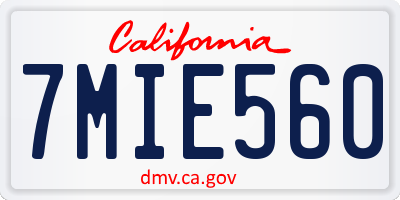 CA license plate 7MIE560