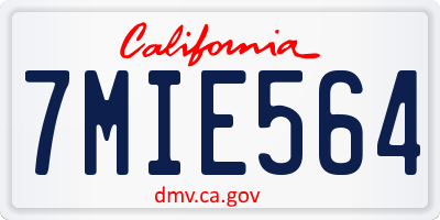 CA license plate 7MIE564