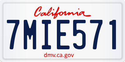 CA license plate 7MIE571
