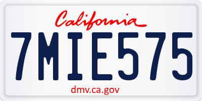 CA license plate 7MIE575