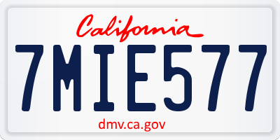 CA license plate 7MIE577