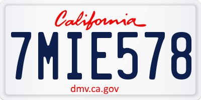 CA license plate 7MIE578