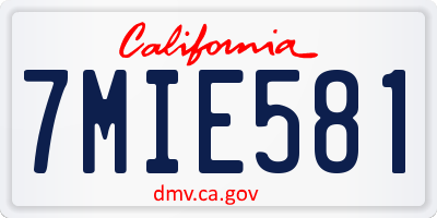 CA license plate 7MIE581