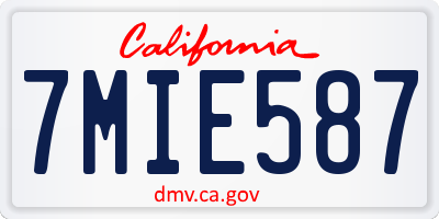 CA license plate 7MIE587