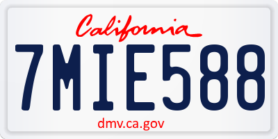 CA license plate 7MIE588