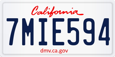 CA license plate 7MIE594