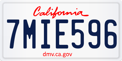 CA license plate 7MIE596
