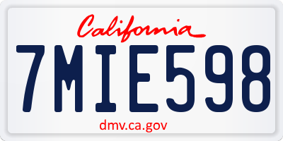 CA license plate 7MIE598