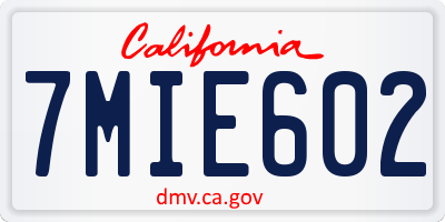 CA license plate 7MIE602