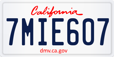 CA license plate 7MIE607