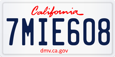 CA license plate 7MIE608