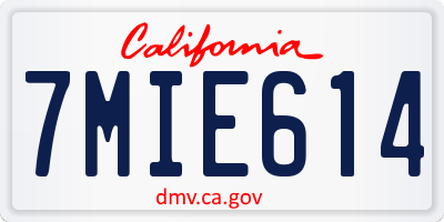 CA license plate 7MIE614