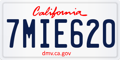 CA license plate 7MIE620