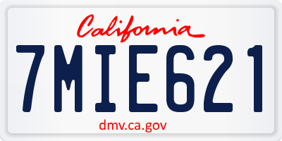 CA license plate 7MIE621