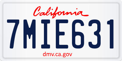 CA license plate 7MIE631