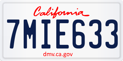 CA license plate 7MIE633