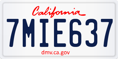 CA license plate 7MIE637