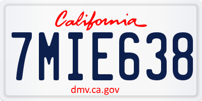 CA license plate 7MIE638