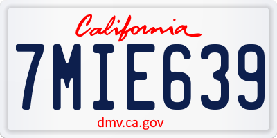 CA license plate 7MIE639
