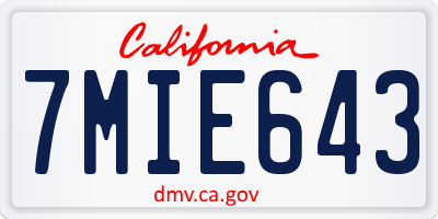 CA license plate 7MIE643