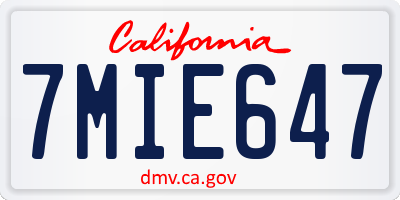 CA license plate 7MIE647